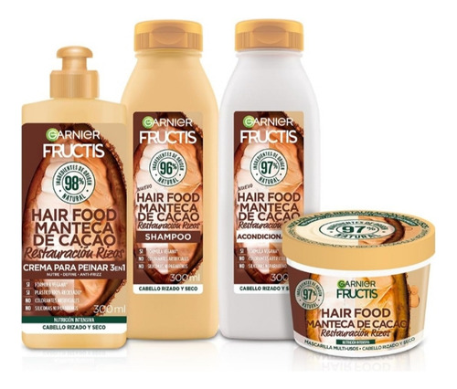  Kit Garnier Fructis Hair Food Cacao Rutina Completa, 1250 Gr