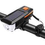 Lampara Bicicleta Solar Y Recargable Con Claxon Delantera