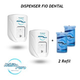 2x Porta Fio Dental 500m Branco Acompanha 2 Refil Fio Dental