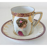 Dúo De Café Demitasse De Porcelana Alemana De Coleccion