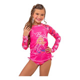 Camisa Uv Blusa Proteção Infantil Menina Gatinha Mar Praia 