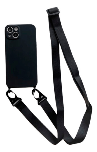 Capa Capinha Para iPhone 13 Pro Max Preto Com Alça Cordão