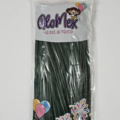 Globos de Látex Tubito Largo Glomex 260 para Fiestas, Paquete con 100 Unidades Verde Oscuro | MercadoLibre