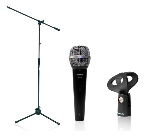 Kit Microfono Sv100 Shure + Base Y Abrazadera Proel Lw Ms10