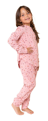 Pijama Niña Color Estampado Y Rosado Algodón