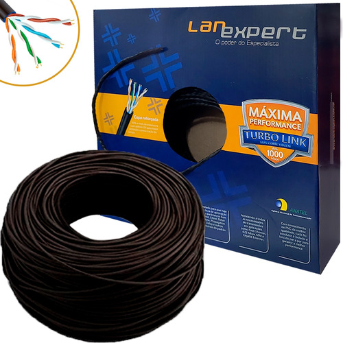 Cabo Lan Expert 100% Cobre 4 Pares Turbo Link Cat5e 100m