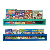 2 Prateleiras Colorida Livro Infantil Montessori - 90cm