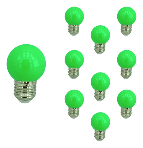 Kit 10 Lâmpada Bolinha Led 1.5w G45 E27 Colorido Bivolt