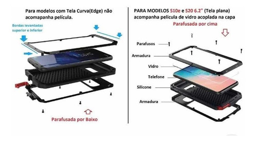 Capa Case Compatível Galaxy Note 20 10 9 8 Metal Blindada