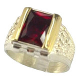 Anillo Sello Corona Plata 925 Oro 18 K Piedra Hombre Grtia.