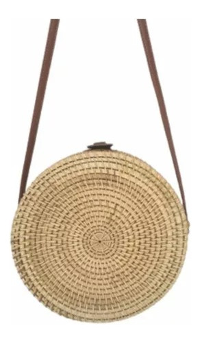 Bolsa De Bambu Redonda Tendência Moda Lançamento Verão