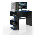 Escrivaninha Mesa Computador Gamer Nicho Lateral Azul
