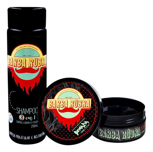 Kit De Barba Shampoo 3x1 E Pomada De Cabelo Barba Rubra