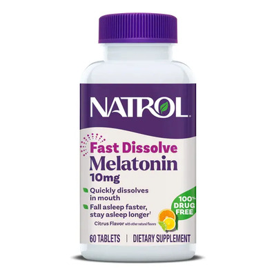 Natrol Melatonina 10 mg – 60 tabletas de disolución rápida sabor cítrico, fórmula vegetariana, sin gluten, sin OMG, sin necesidad de agua, apoyo para el descanso nocturno | MercadoLibre