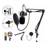 Kit Microfone Profissional Condensador Podcast Gravação Live