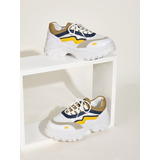 Zapatillas Chunky Blanco Café Amarillo Azul Shein