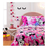 Manta Soft Flannel Solteiro Infantil Personagens. Cor Disney Minnie Laços