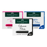 Pack 6 Recargas De Tinta Faber Castell Standard, Colores Tinta Negro Exterior Negro