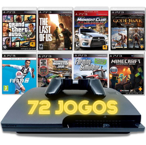 Playstation 3 Slim Ps3 + Grand Theft Auto V + The Last Of Us + God Of War + Fifa 19