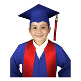 Toga Y Birrete Azul Rey Graduación Niños + Estola + Dije