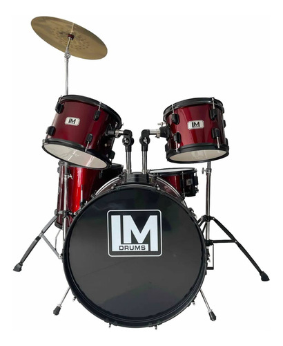 Bateria Lm Drums Asiento Y Platillos De 5 Piezas Color Rojo 