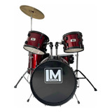 Bateria Lm Drums Asiento Y Platillos De 5 Piezas Color Rojo 