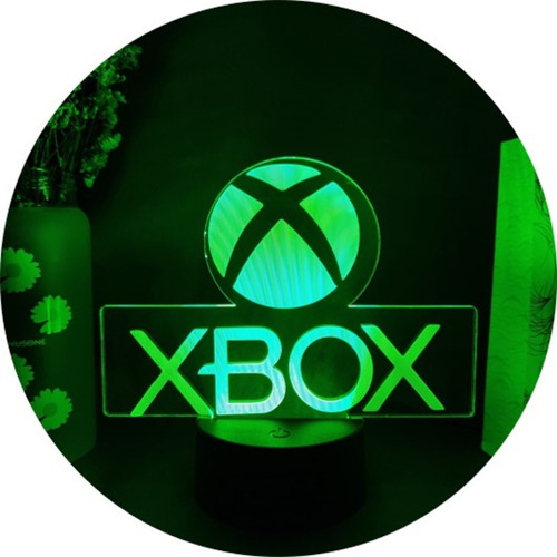 Lampara Led Acrilico Xbox Logo Gamer Juego Luz