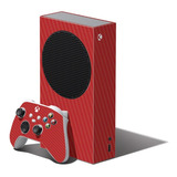 Skin Autoadherible Para Xbox Series S Fibra Carbono Rojo