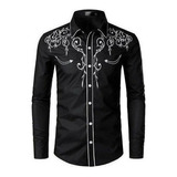 Camisa Vaquera De Estilo Vaquero Para Hombre, Bordada, Delga