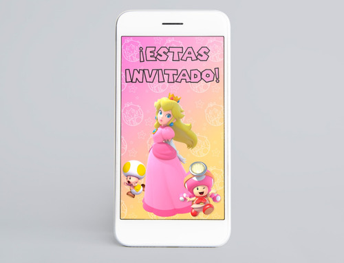 Invitación Animada Digital Personalizada Princesa Peach