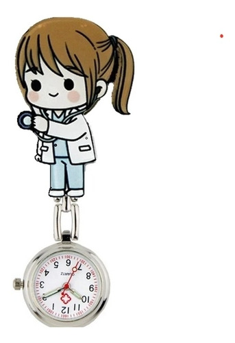 Reloj Metalico Cadena Doctora Broche Bata Enfermera Plata