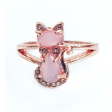 Anillo Gato Rosa Y Zirconias Gatito Cats Ring Cat Joyas Gato