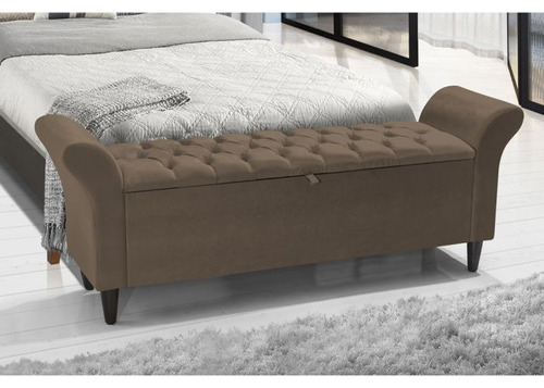 Baú Paris Recamier Suede Aveludado Capitonê 190cm Cama King 