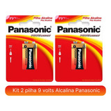 02 Pilhas Baterias 9v Alcalina Panasonic 2 Cartelas Original