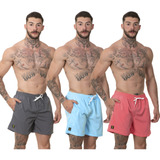 Kit 3 Short Masculino Bermuda Praia Casual Mauricinho Rf320