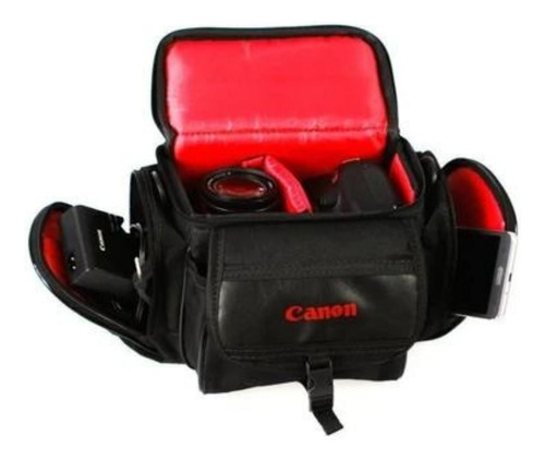 Bolsa Fotográfica Canon Case Câmera Dslr Lentes Com Bolsos