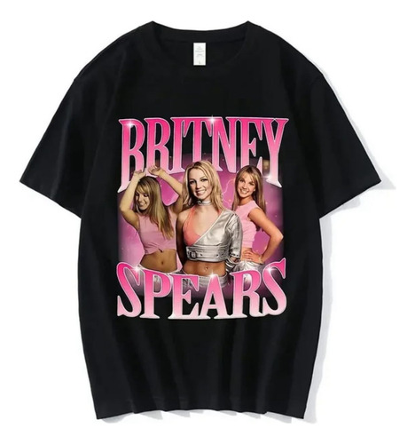 Playera Camiseta Britney Spears Negro Rosa Estampado