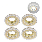 4 Spot Cristal De Embutir Redondo K9 Inox Dourado Lup62 Cor Transparente 110v/220v