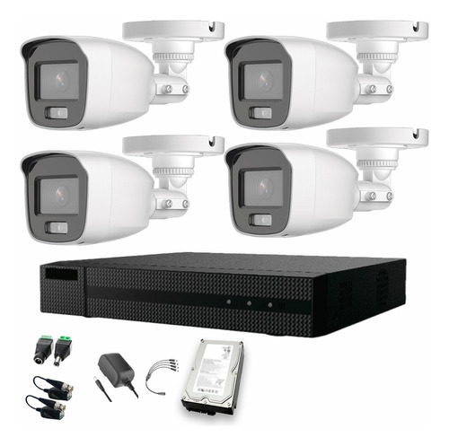 Epcom Kit 4 Cámaras Colorvu 2mp + Hdd 500gb Cctv Exteriores