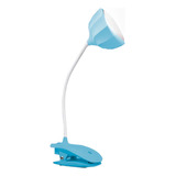 Lampara Led Flexible Pinza Usb Velador Lectura Recargable Estructura Celeste