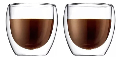 X2 Taza Vaso Espreso 150ml Vidrio Doble Pared Cafe Capuchino