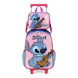 Kit Mochila Rodinha E Lancheira Disney Stitch Ukulele Luxcel