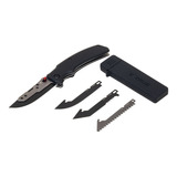 Navaja Plegable True Multi Blade Con 4 Hojas Intercambiables Color Negro