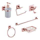 Juego Accesorios Baño 6 Piezas Meer Metal Color Oro Rosado