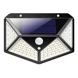 Lámpara Solar De 100 Led Con Sensor De Movimiento, Color Negro