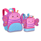 Kit Mochila Infantil + Lancheira Escolar Clio Pets Joaninha