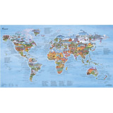 Mapa Mundi Trekking 100x57cm Tela Pvc Full Resolución