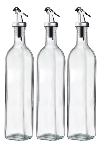 Pack 3 Botellas Para Aceite Vinagre Y Soya 500 Ml