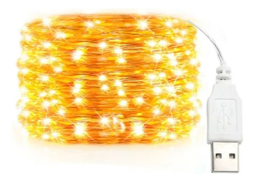 Tira Leds Alambre Usb Blanco Calido 3 Metros Sumergible