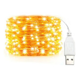 Tira Leds Alambre Usb Blanco Calido 3 Metros Sumergible